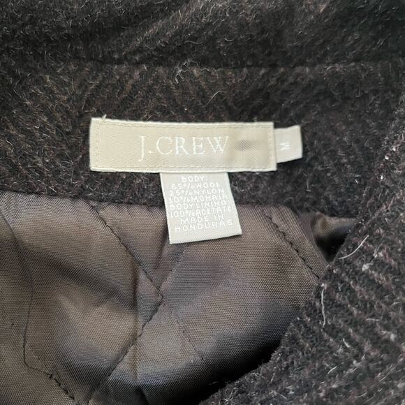 Vintage J.Crew Wool Mohair Herringbone Coat Midi Dark Chocolate Brown Size M - Picture 3 of 8